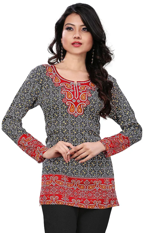 TunicTopEchoElegant Fashion Kurti India - Black Short Kurti for Women