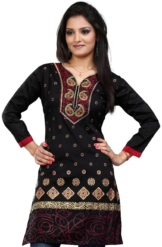 TunicTopInfinityElegant Indian Black Short Kurti for Women