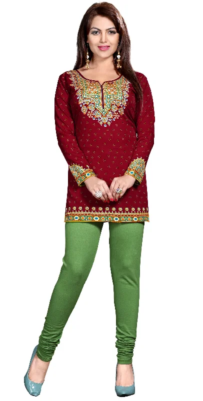 TunicTopTerraElegant Maroon Short Kurta for Women – Stylish Indian Kurti