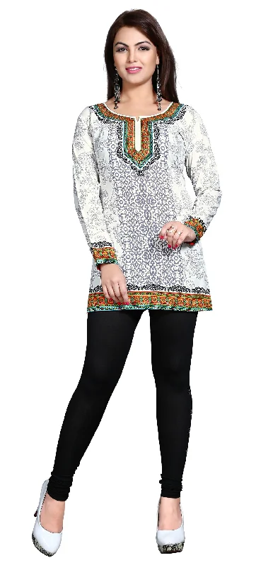 TunicTopCanyonElegant Off-White India Tunic – Stylish Short Kurti for Women