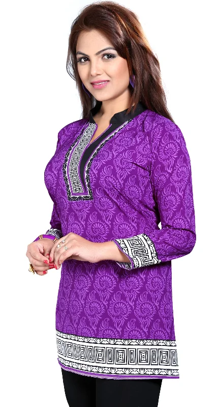 TunicTopAquaElegant Purple India Kurtis Online – Stylish Short Kurti for Women