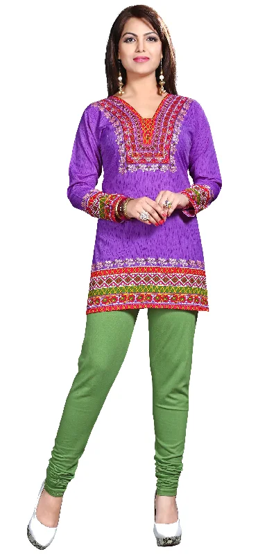 TunicTopCrystalElegant Purple India Kurtis – Stylish Short Kurti for Women