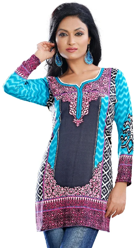 TunicTopIronElegant Turquoise Indian Kurtis Online – Trendy Short Kurti for Women