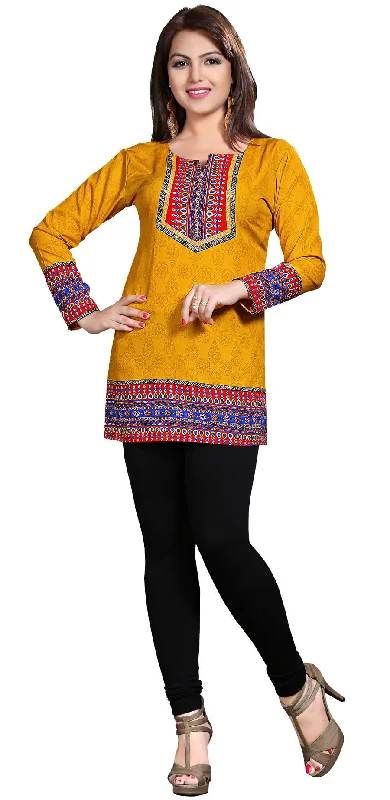 TunicTopSphinxElegant Yellow India Kurtis Online – Stylish Short Kurti for Women