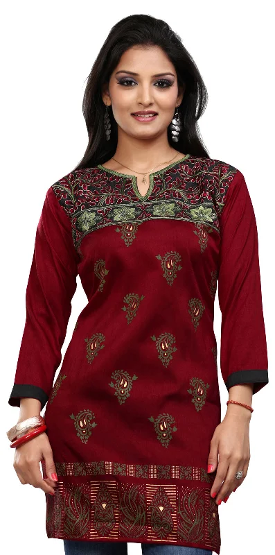 TunicTopSamuraiExquisite Red Short Kurti for Women – Buy Indian Kurtis Online