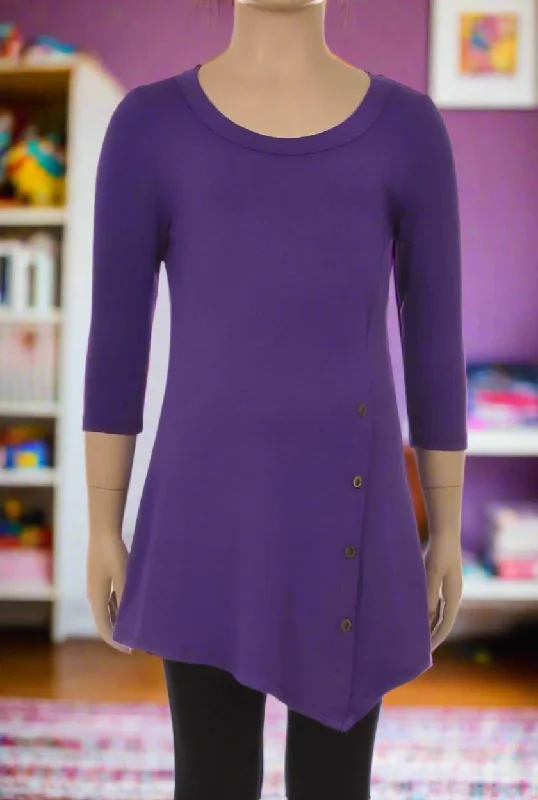 TunicTopRidgeGirls High-Low Dress, Long Tunic Top, Sizes 6/8/10/12, Solid Purple