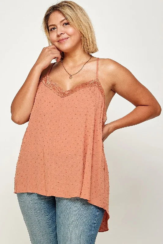 TunicTopQuartzPlus Size, Clip Dot Solid Cami Tunic