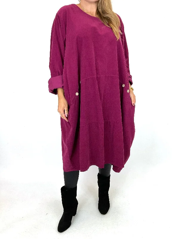 TunicTopTitanMade in Italy Lagenlook Rona Corduroy Tunic in Wine. 90663