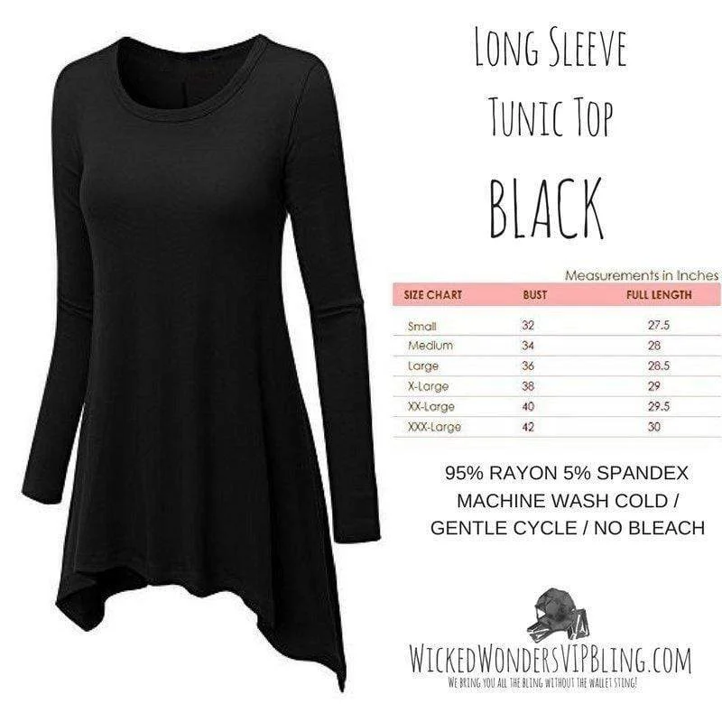 TunicTopAuraLong Sleeve Tunic Top Black