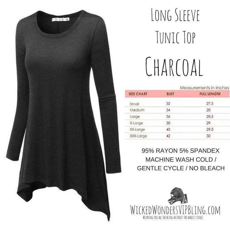 TunicTopBlazeLong Sleeve Tunic Top Charcoal