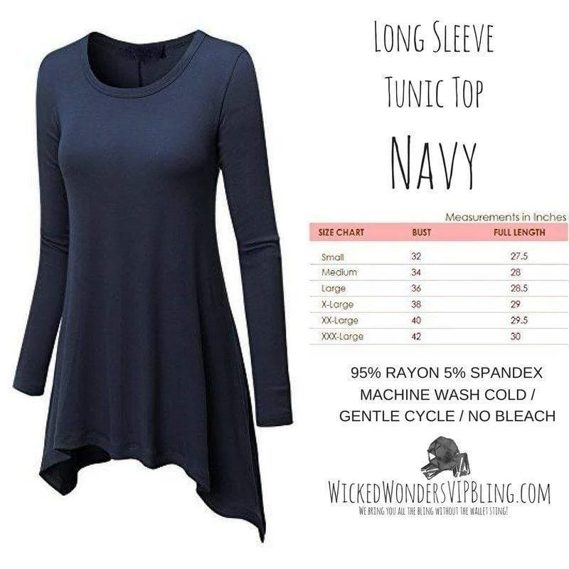 TunicTopVibeLong Sleeve Tunic Top Navy