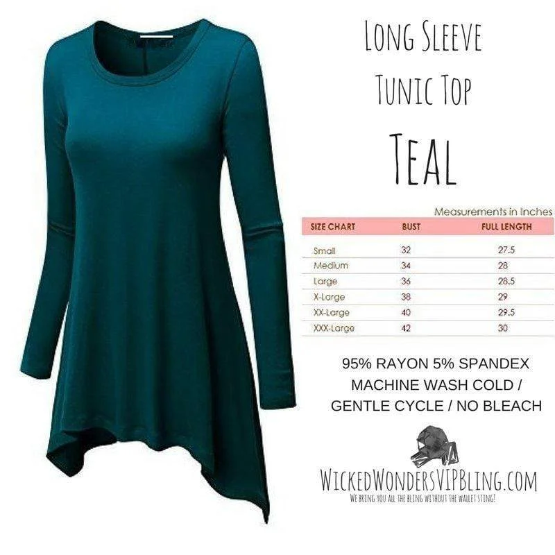 TunicTopPrimeLong Sleeve Tunic Top Teal