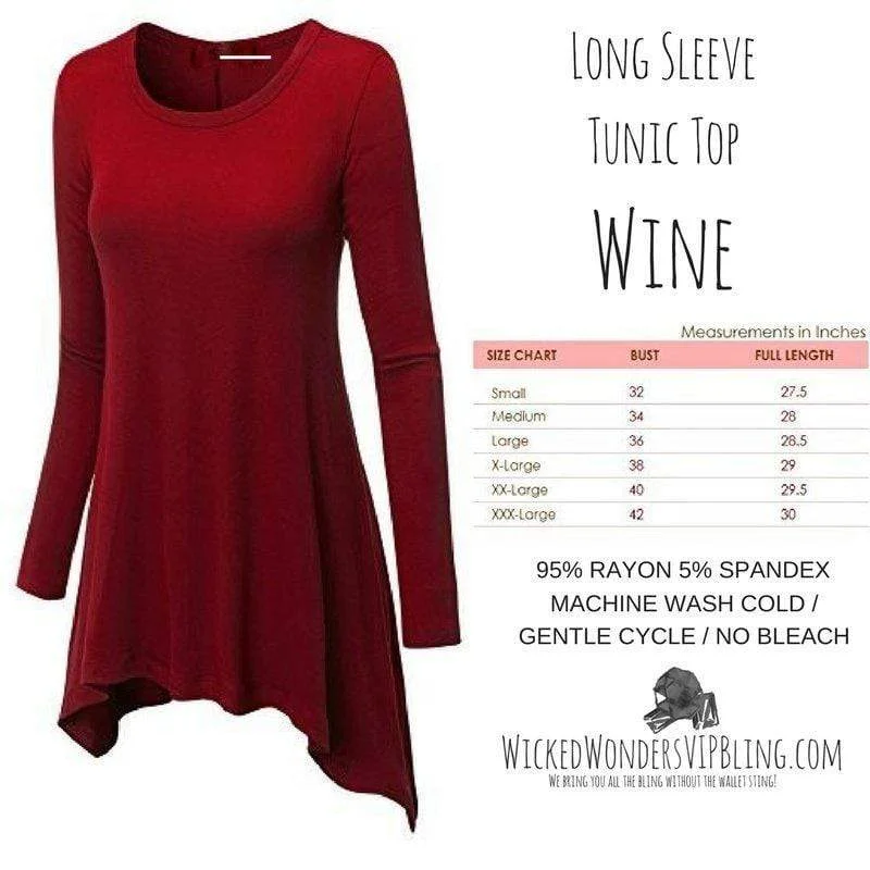 TunicTopPulseLong Sleeve Tunic Top Burgundy