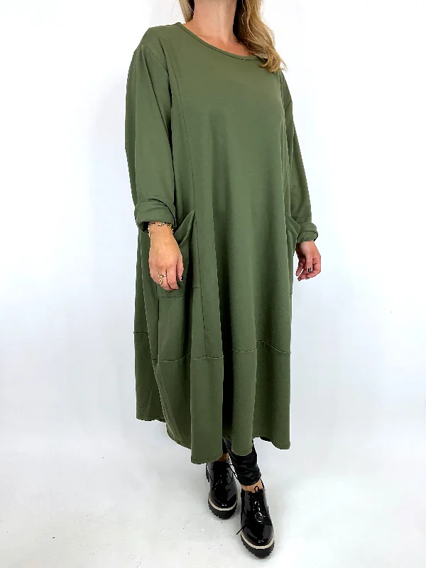 TunicTopShiftMade in Italy Lagenlook Gina Pocket Tunic in Olive Green. 6562