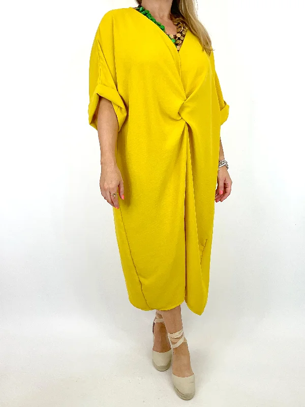 TunicTopHorizonMade in Italy Lagenlook Harris Knot Tunic in Yellow. 55988