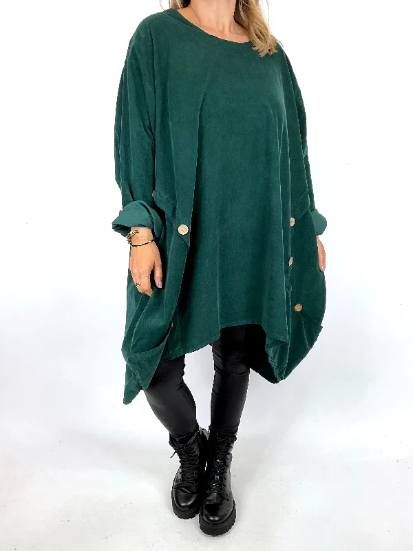 TunicTopEdgeMade in Italy Lagenlook Lana Cord Tunic in Bottle Green . code 91983