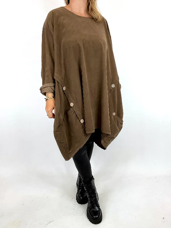 TunicTopMaxMade in Italy Lagenlook Lana Cord Tunic in Chocolate . code 91983