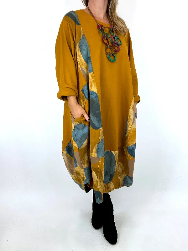 TunicTopPhoenixMade in Italy Lagenlook Linden Cocoon Tunic in Mustard. code 91868