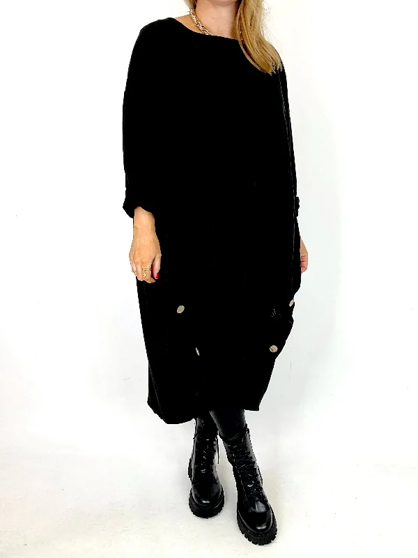 TunicTopNinjaMade in Italy Lagenlook Matsu Button Cord Tunic in Black. code 91805