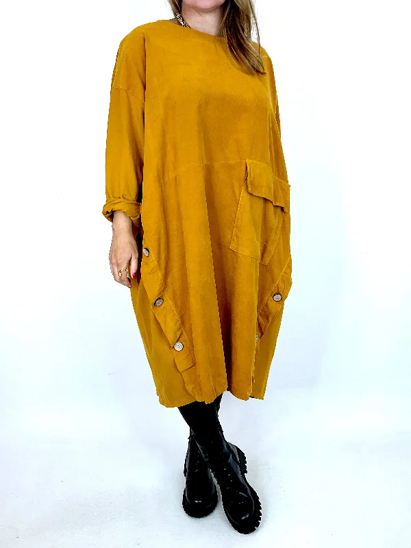 TunicTopLeviathanMade in Italy Lagenlook Matsu Button Cord Tunic in Mustard . code 91805