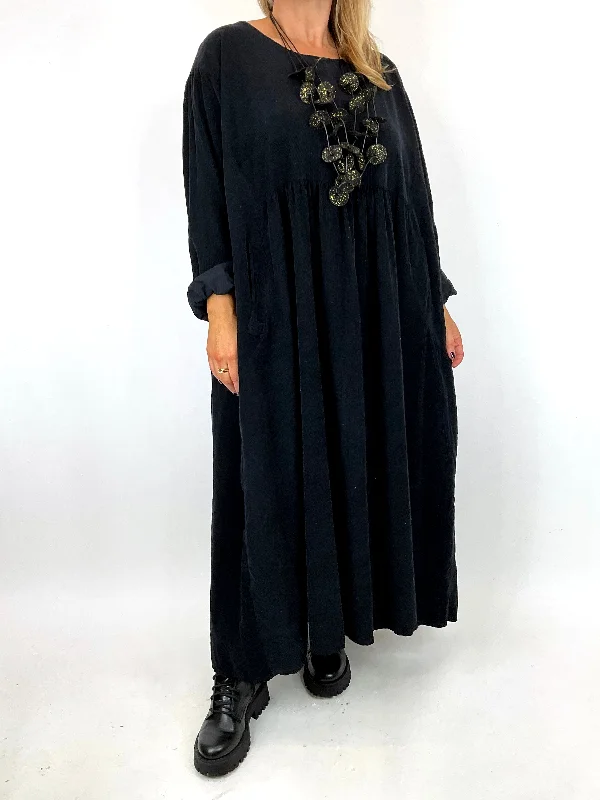 TunicTopTideMade in Italy Lagenlook Somerset Corduroy Tunic in Black. code 11955