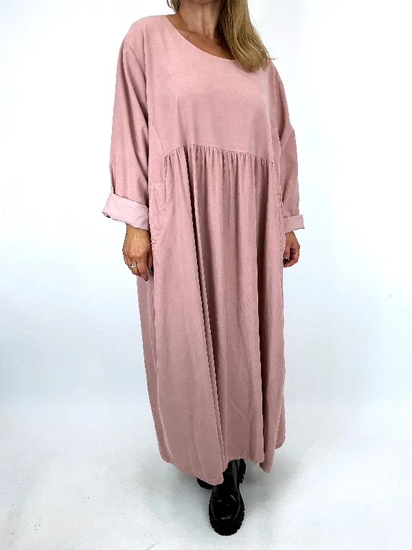 TunicTopGeoMade in Italy Lagenlook Somerset Corduroy Tunic in Winter Pink. code 11955