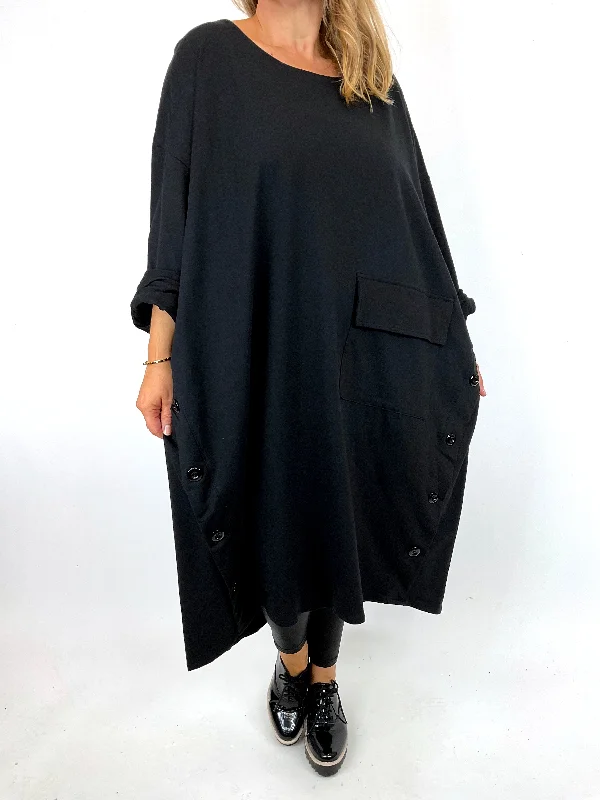 TunicTopAmberMade in Italy Lagenlook Stansbury Button Tunic in Black. 91805