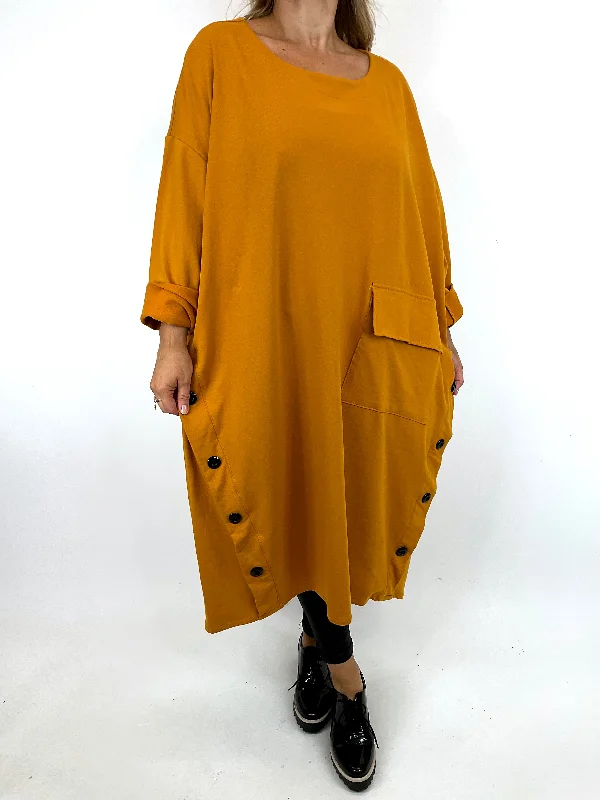 TunicTopCosmoMade in Italy Lagenlook Stansbury Button Tunic in Mustard. 91805