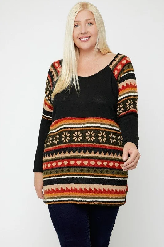 TunicTopBronzeGeometric Print-contrast Tunic