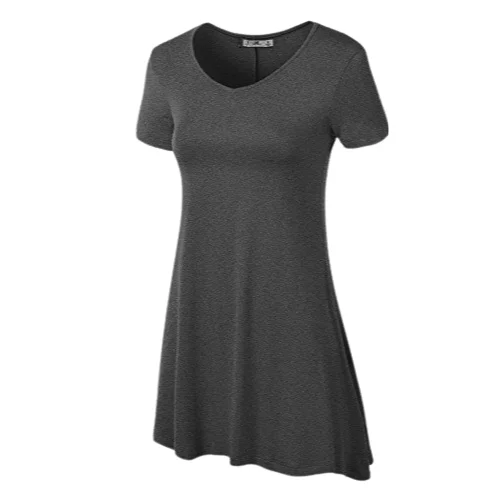 TunicTopXShort Sleeve Tunic Top CHARCOAL