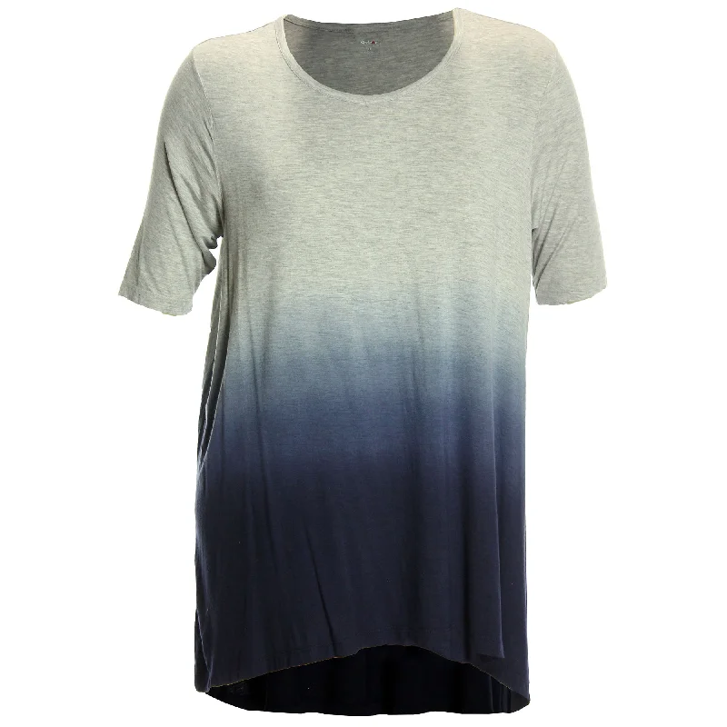 TunicTopHydraStyle & Co Multi Color Ombre Short Sleeve High-Low Tunic Length Tee Plus Size