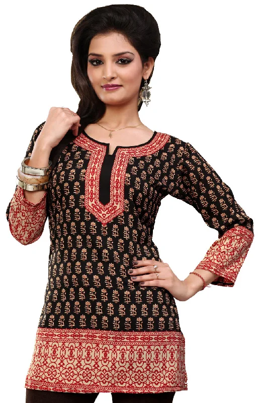 TunicTopLiteStylish Black India Tunic Tops – Chic Ethnic Wear for Women