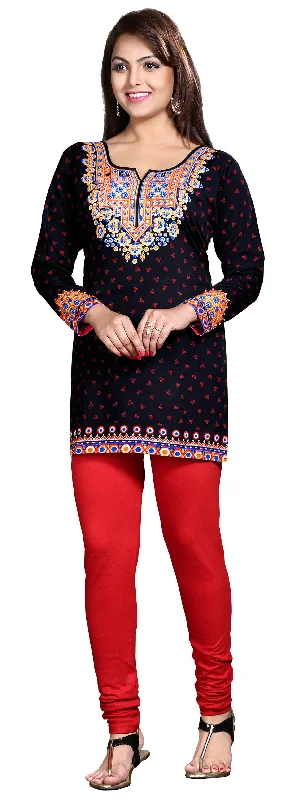 TunicTopNovaStylish Black Kurti for Women Short – Elegant Indian Kurti