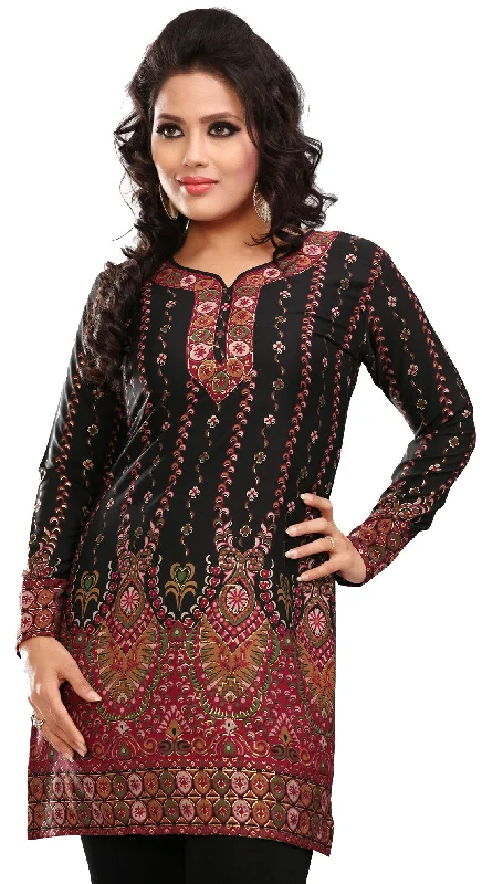 TunicTopEchoStylish Black Short Kurti for Women from India