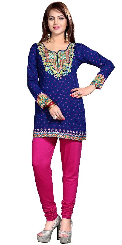 TunicTopLunarStylish Blue Short Kurtis for Women – Elegant Indian Kurti