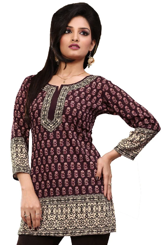 TunicTopGalaxyStylish Brown India Tunic Tops – Trendy Ethnic Wear for Women