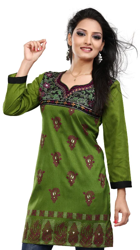 TunicTopSummitStylish Green Short Kurti for Women – Chic & Comfortable Kurtis