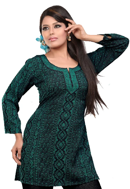 TunicTopAmberStylish Turquoise Short Kurti for Women – Elegant & Comfortable