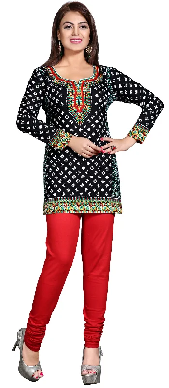 TunicTopEmeraldTrendy Black India Kurta Online – Stylish Short Kurti for Women