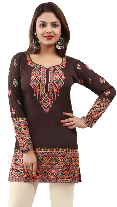 TunicTopGoldTrendy Brown Kurti for Women – Buy Stylish Kurtis Online