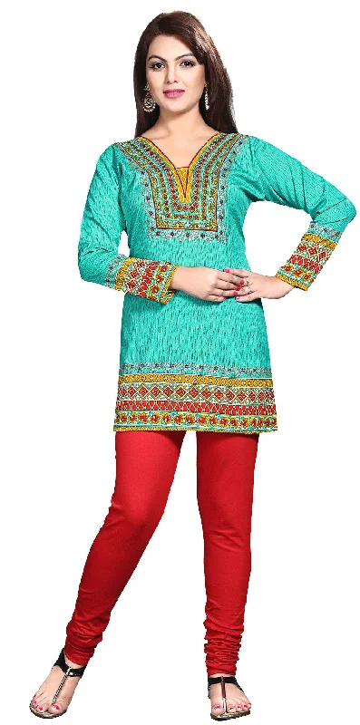 TunicTopMaxVibrant Green Indian Kurtis – Stylish Short Kurti for Women