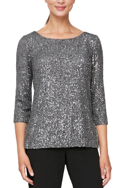 TunicTopRubyAlex Evenings Sequin-Detail Tunic Blouse - Wholesale