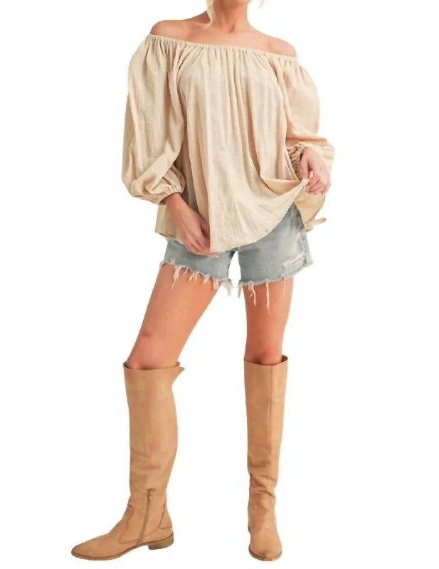 TunicTopPlatinumNately Off Shoulder Tunic Dress In Oat